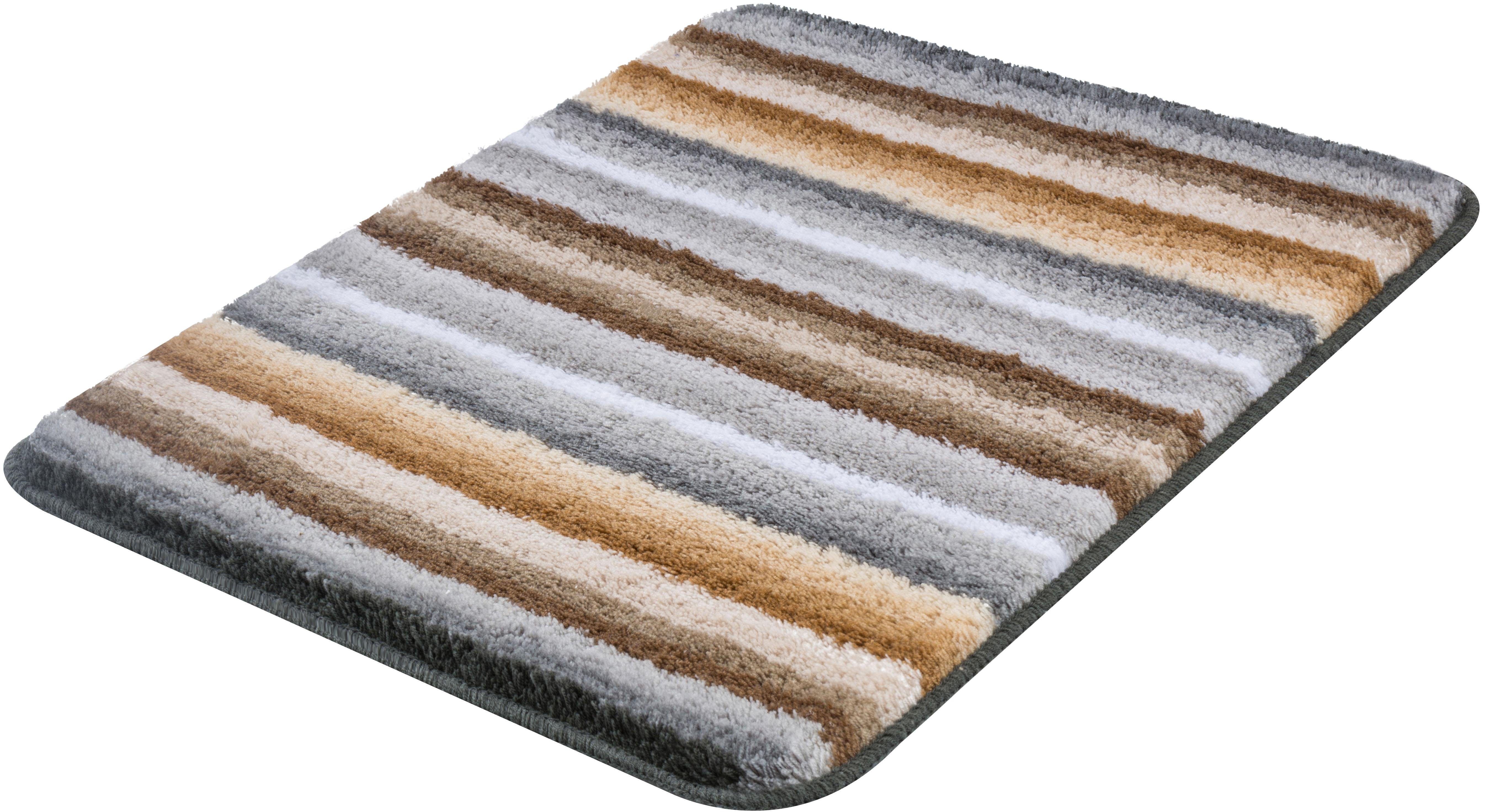 MEUSCH Badematte Funky, Höhe 18 mm, rutschhemmend beschichtet, fußbodenheizungsgeeignet, Kunstfaser, rechteckig, Badteppich, modernes Streifen Design, waschbar