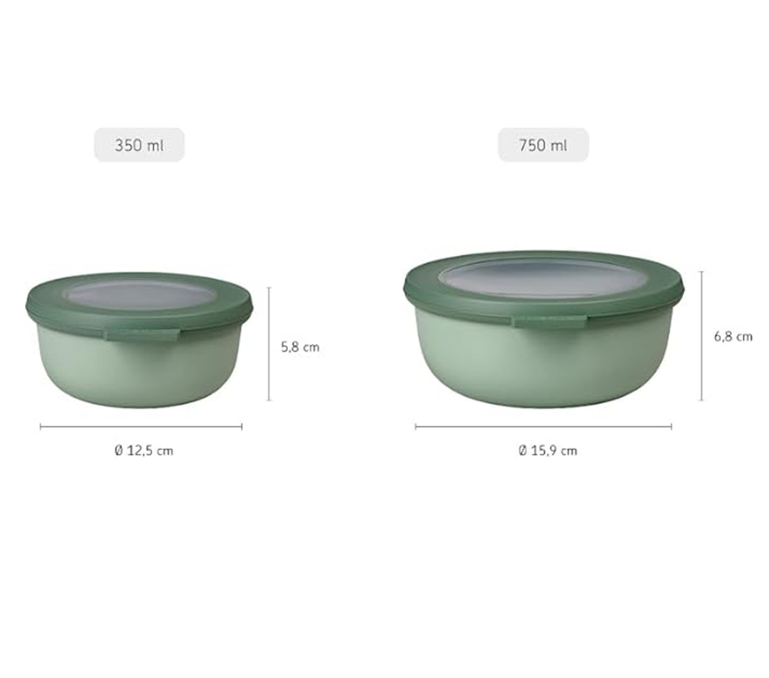 Mepal Lunchbox Multi Bowl Cirqula Round Vorratsdose 750 ml für Kühlschrank, Luftdicht, Mikrowellengeschirr, Frischhaltedose, Nordic Sage – Bild 4 von 5