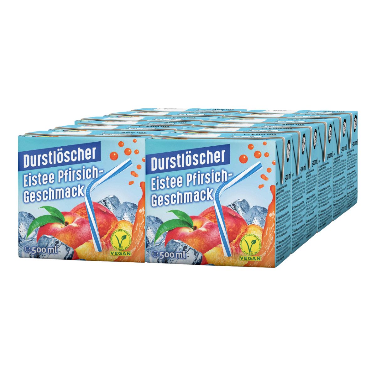 DURSTLOESCHER Softgetränk, Durstlöscher Eistee Pfirsich Fruchtsaftgetränk 500ml 12er Pack