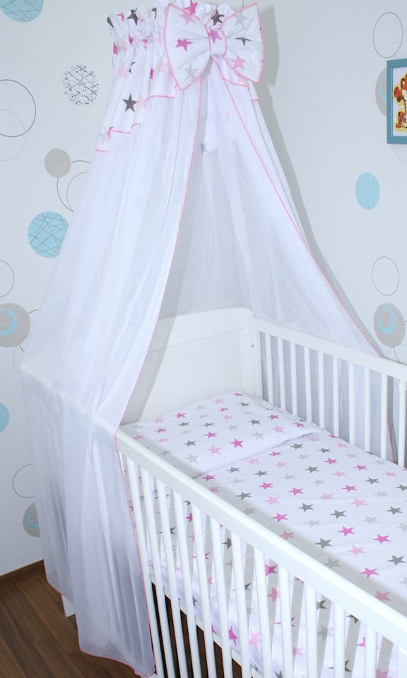 Primawela Betthimmel aus weißem Chiffon mit Baumwollabschluss für Baby Kinder Bett