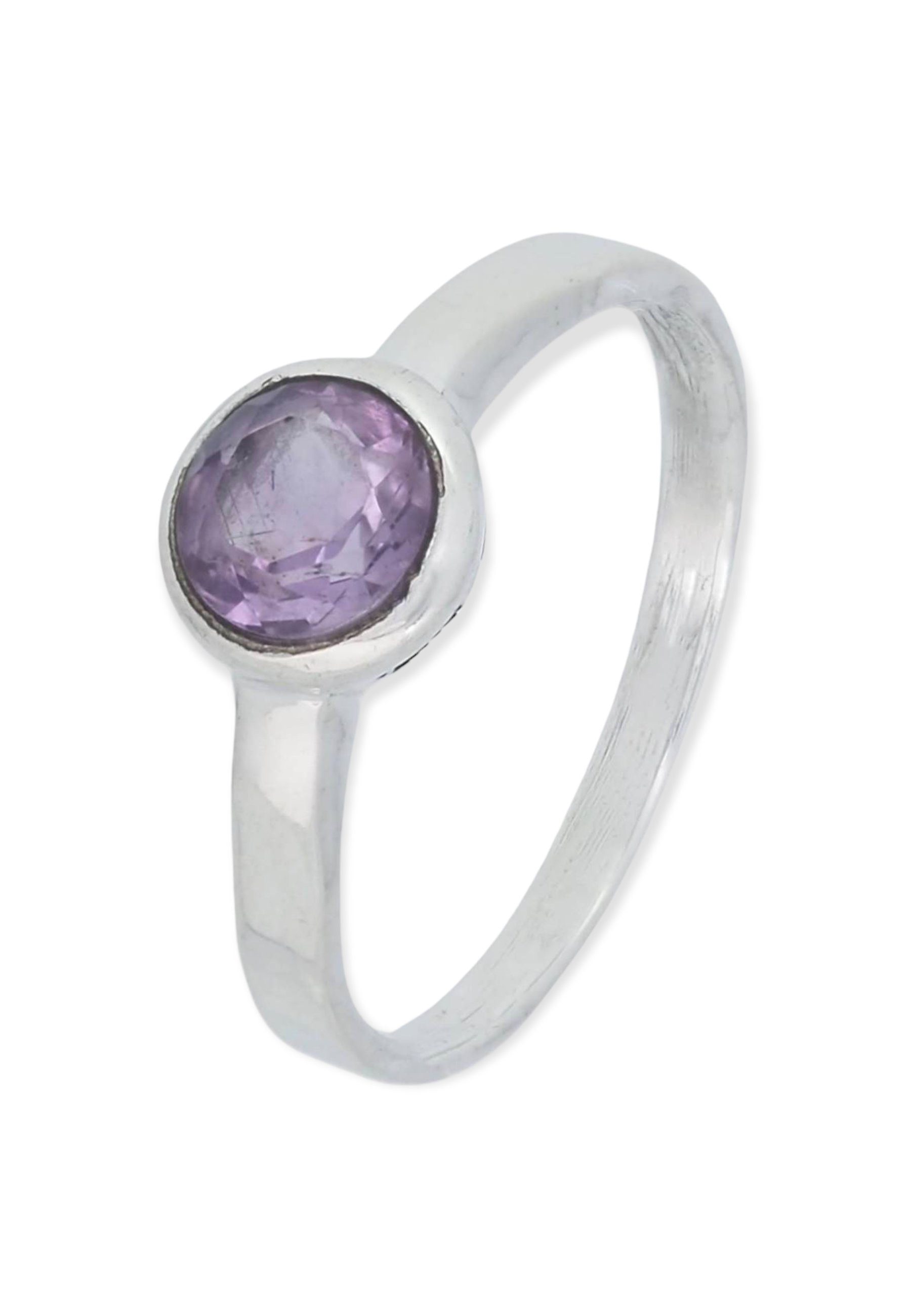 mantraroma Silberring 925er Silber mit Amethyst facettiert