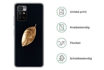 MuchoWow Handyhülle Blätter - Schwarz und Gold - Luxus - Natur - Pflanzen, Phone Case, Handyhülle Xiaomi Redmi 10, Silikon, Schutzhülle