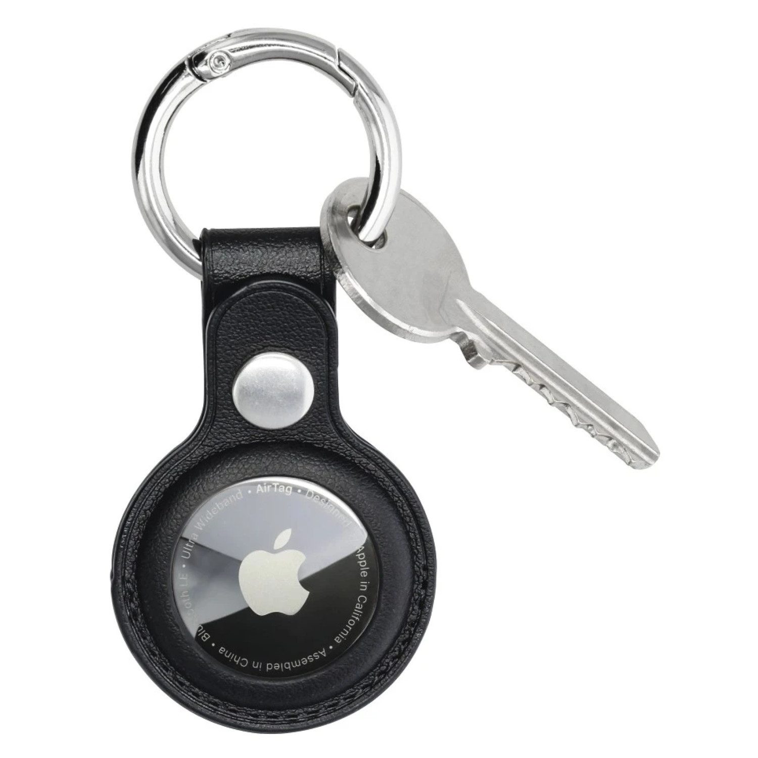 Hama Handyhülle Anhänger Case Tasche Schwarz für Apple AirTag, Etui Cover Schlüsselanhänger mit Karabiner Ring Keyring Schutzhülle