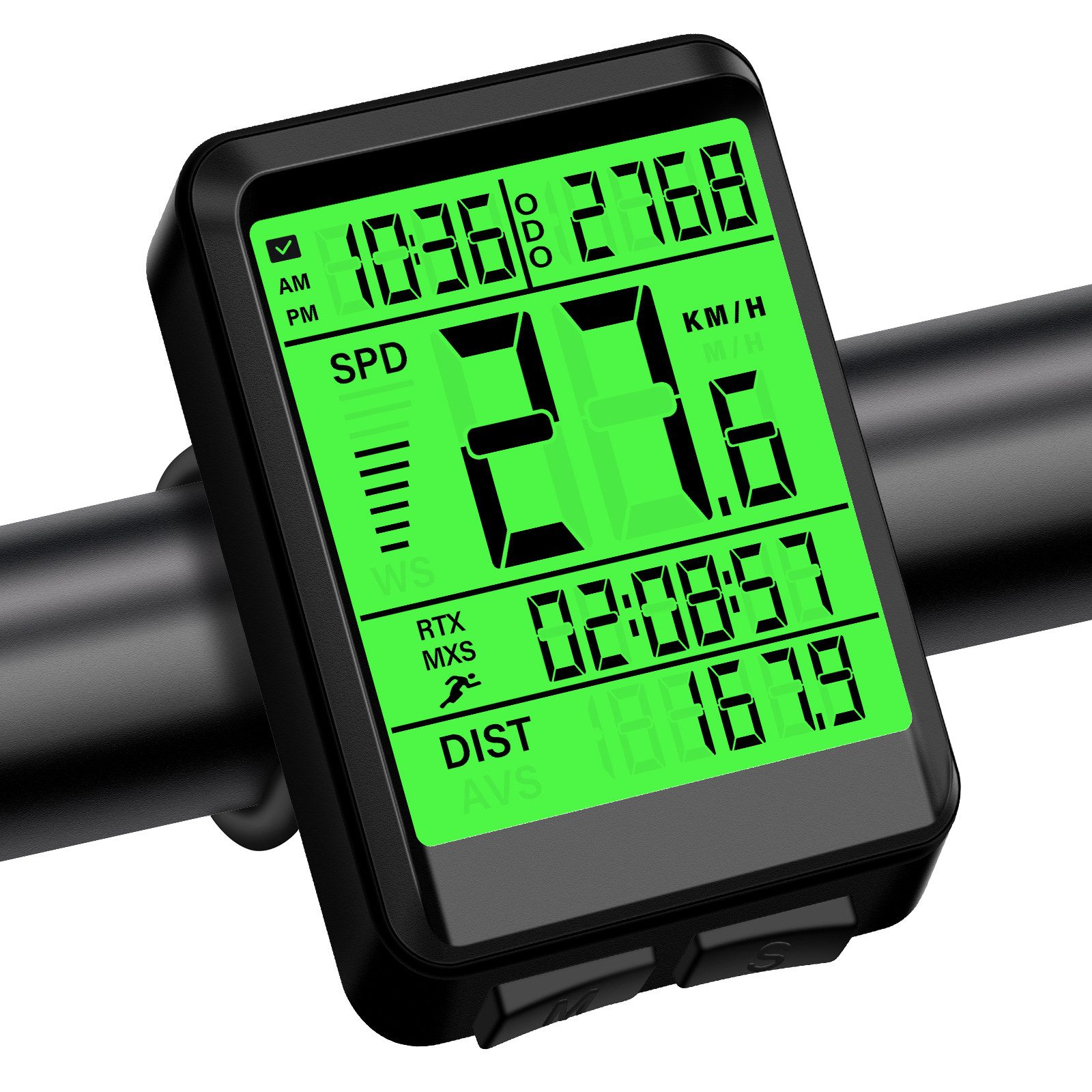 AIBISTAR Fahrradcomputer kabellos mit Hintergrundbeleuchtung Fahrradcomputer,Fahrradtacho,IPX7 (Packung, 3-St., 4 Anzeigemodi, kabelloser Sensor, LCD-Display), inklusive Radumfang-Tabelle für verschiedene Reifengrößen