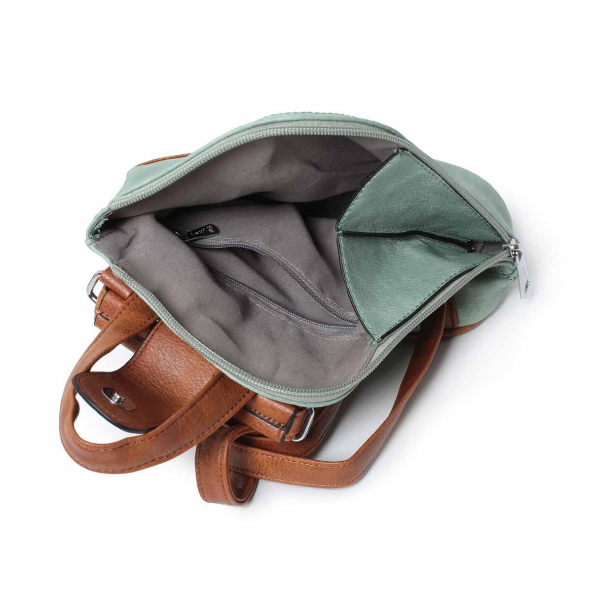 ITALYSHOP24 Rucksack Damen Schultertasche Cross Over BodyBag Umhängetasche BackPack Daypack, Leder Optik mini Cityrucksack Handytasche Geldbörse Reise Shopping Bag