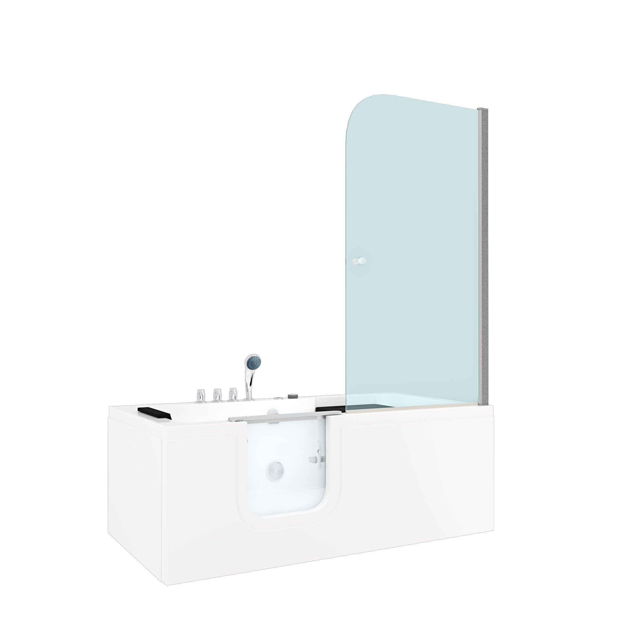 AcquaVapore Komplettdusche Duschkabine Whirlpool Seniorenwanne mit Tür S15D-WP-TH-L-ALL 160x85 cm, Sicherheitsglas ESG, inklusive Duschwanne, Integrierte Massagedüsen, Whirlpool Jets