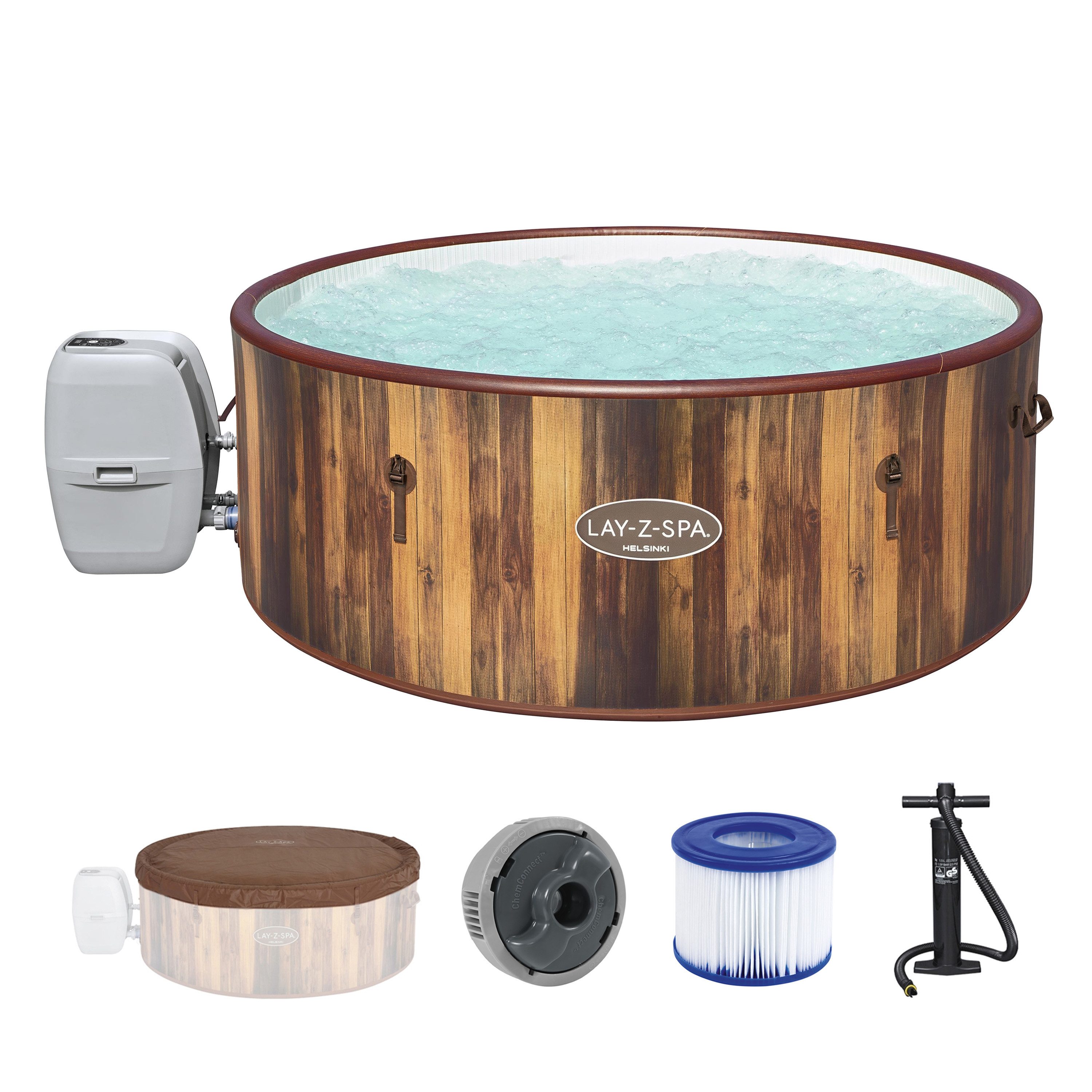 Bestway Whirlpool LAY-Z-SPA® Helsinki AirJet Plus™, (Set, Inkl. App-Steuerung, für max. 7 Personen), Ø 180 x 66 cm