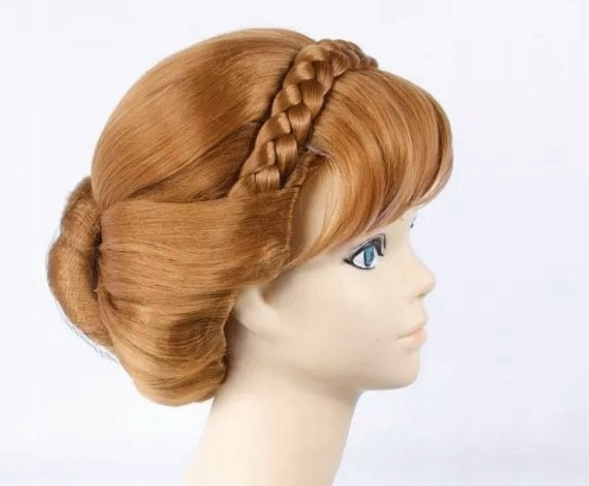 Hopki Kostüm-Perücke Braune Anna Perücke mit Dutt und Zopf, für Kinderveranstaltungen
