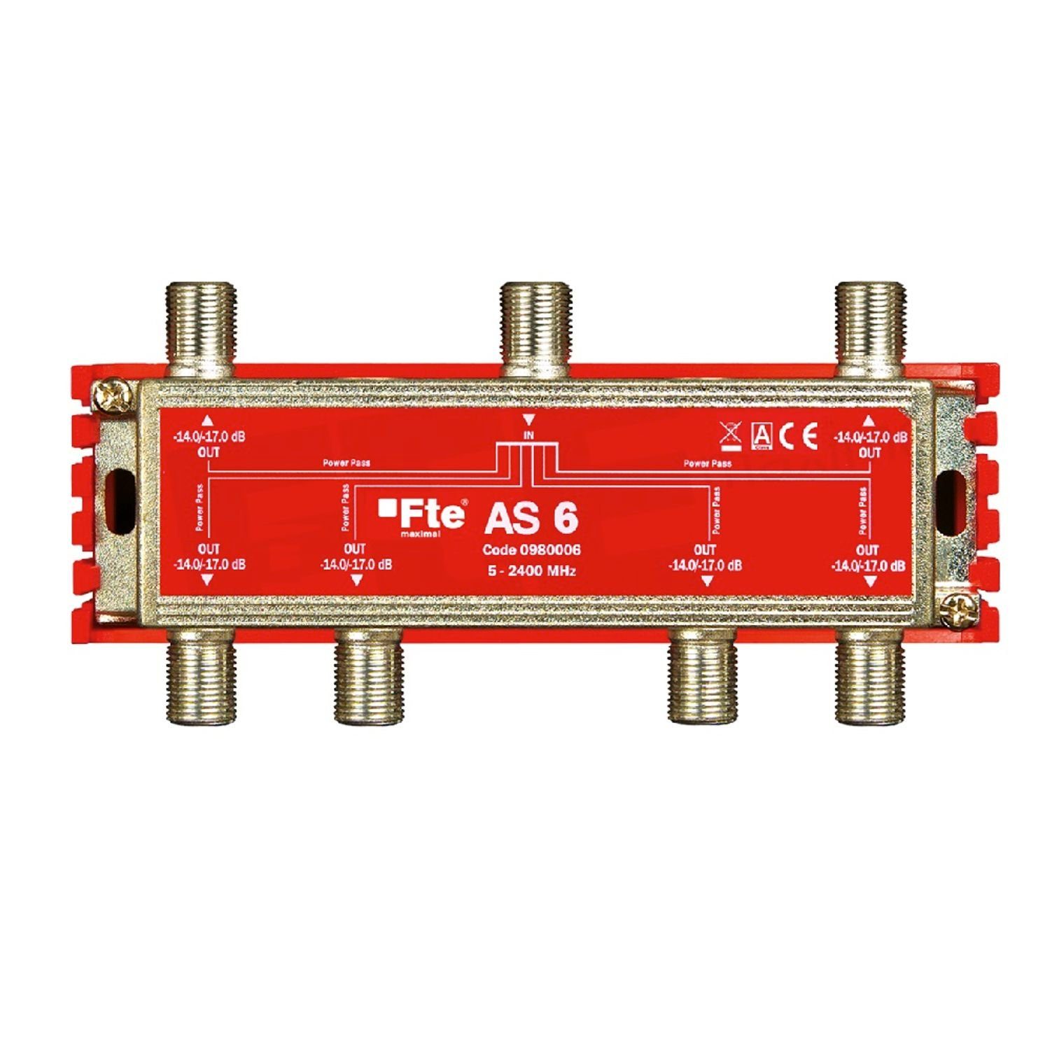 FTE Maximal SAT-Verteiler AS 6 TV-Signal Verteiler Breitbandverteiler 6-Ausgänge