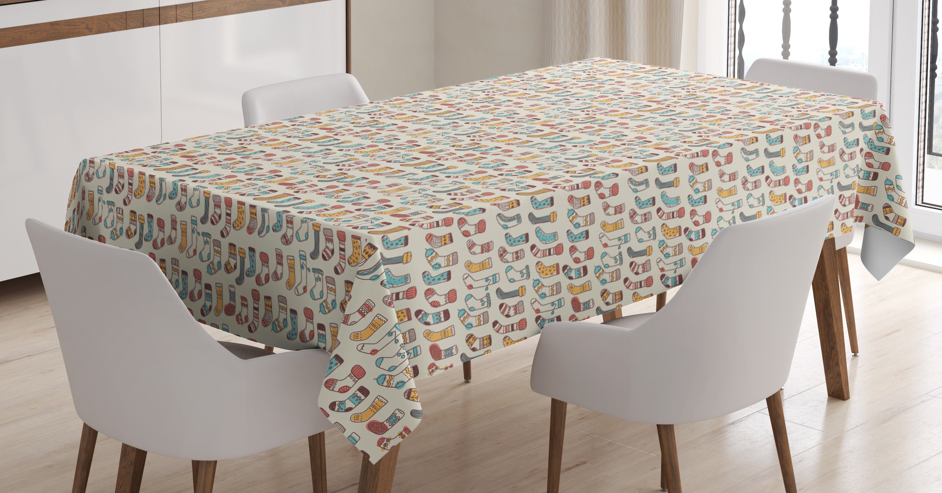 Klare Tischdecke Für Doodle skandinavisch Farben, den Außen Farbfest geeignet Bereich Socken Pattern Abakuhaus Waschbar