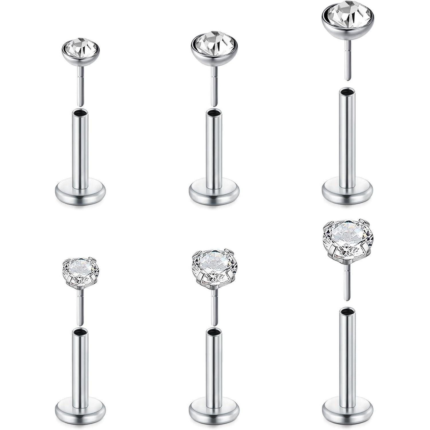 MODRSA Piercing-Set 16G Durchsichtig Acryl Chirurgenstahl Lippen Tragus Helix Piercing Set