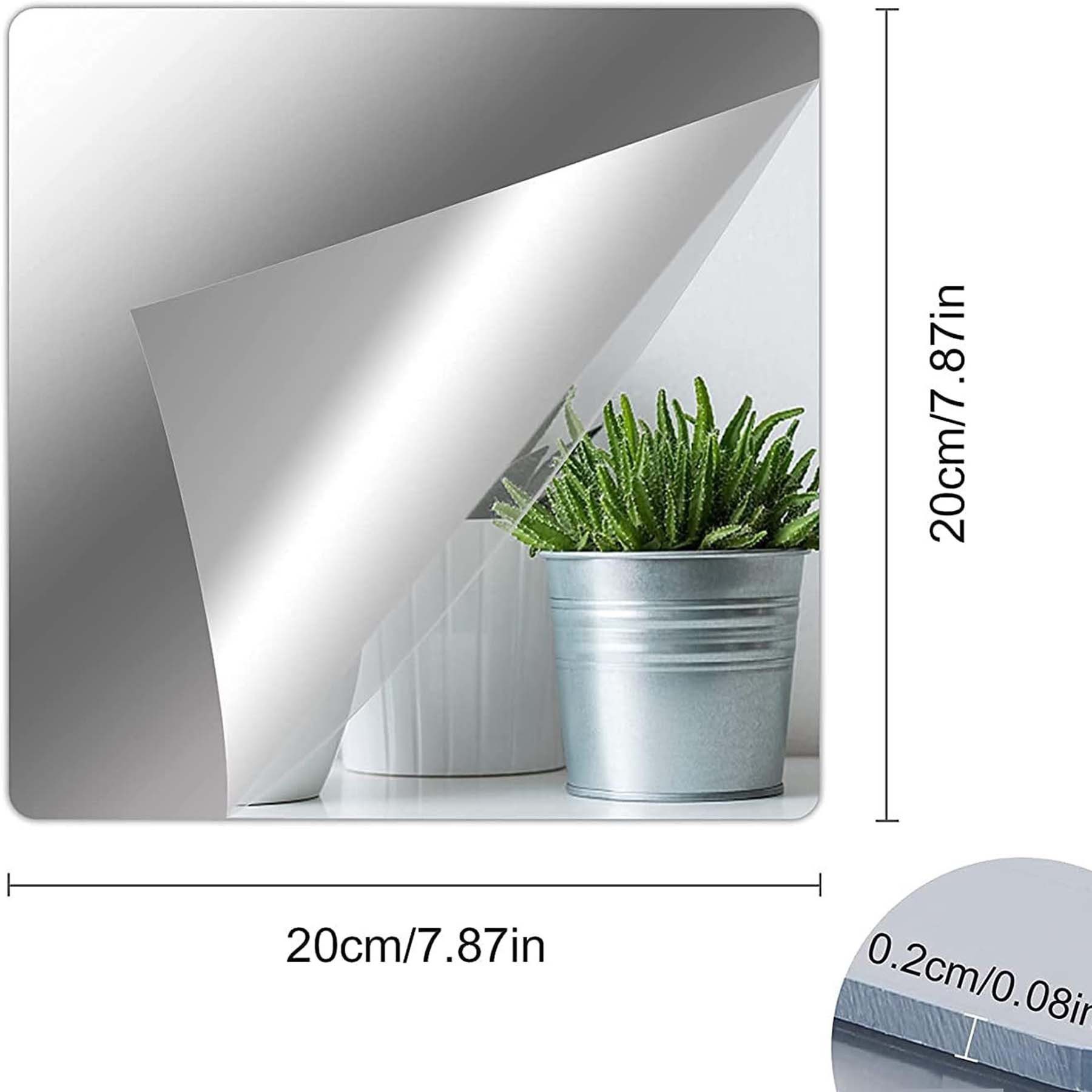 Mutig Wandspiegel 4 Stück Klebespiegel Selbstklebend, Spiegel zum Kleben 20x20cm (Selbstklebende Fliesenspiegel Acryl 2mm Dicke DIY Dekorative Spiegel, für Schwerkraftwänden, Türen, Fenstern, Schränken), für Badezimmer Wohnzimmer Schlafzimmer Küche, Fitnessstudio, Yogaraum