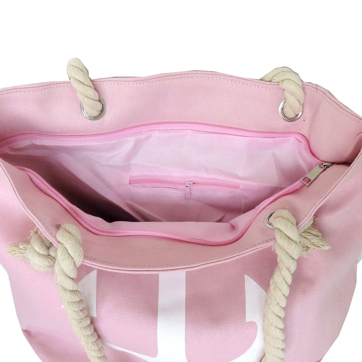 Beachbag Reißverschluss Originelli Anker Maritim, Uni Umhängetasche Innentasche Sonia rosa mit Shopper "Marie" kleine Strandtasche