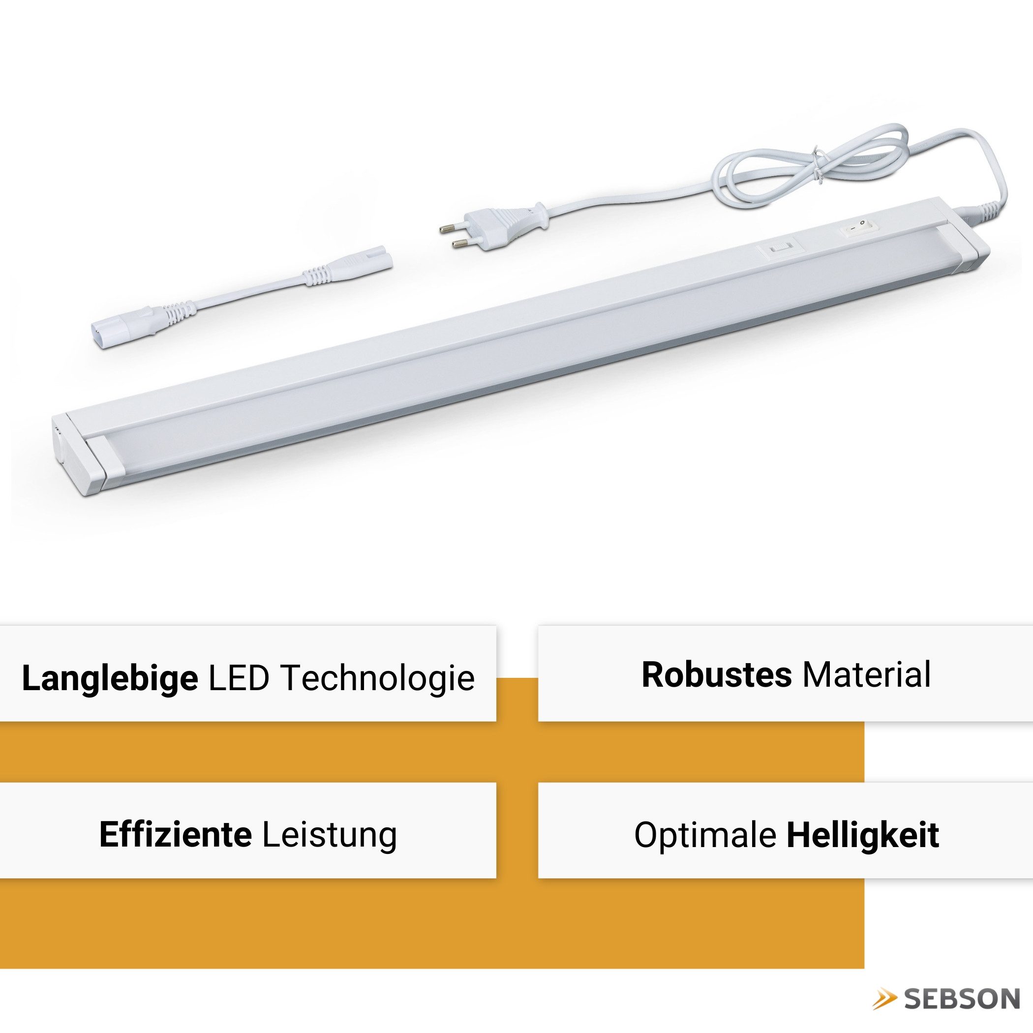 SEBSON Aufbauleuchte LED Unterbauleuchte 80cm - dimmbar, 3 Lichtfarben, schwenkbar, Stecker, Programmierbar: Warmweiß, Neutralweiß, Kaltweiß, Programmierbar: wa – Bild 2 von 5