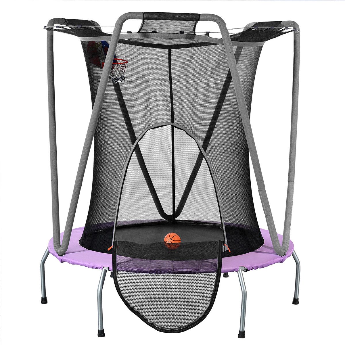Kindertrampolin 157x147 cm Gartentrampolin mit Sicherheitsnetz