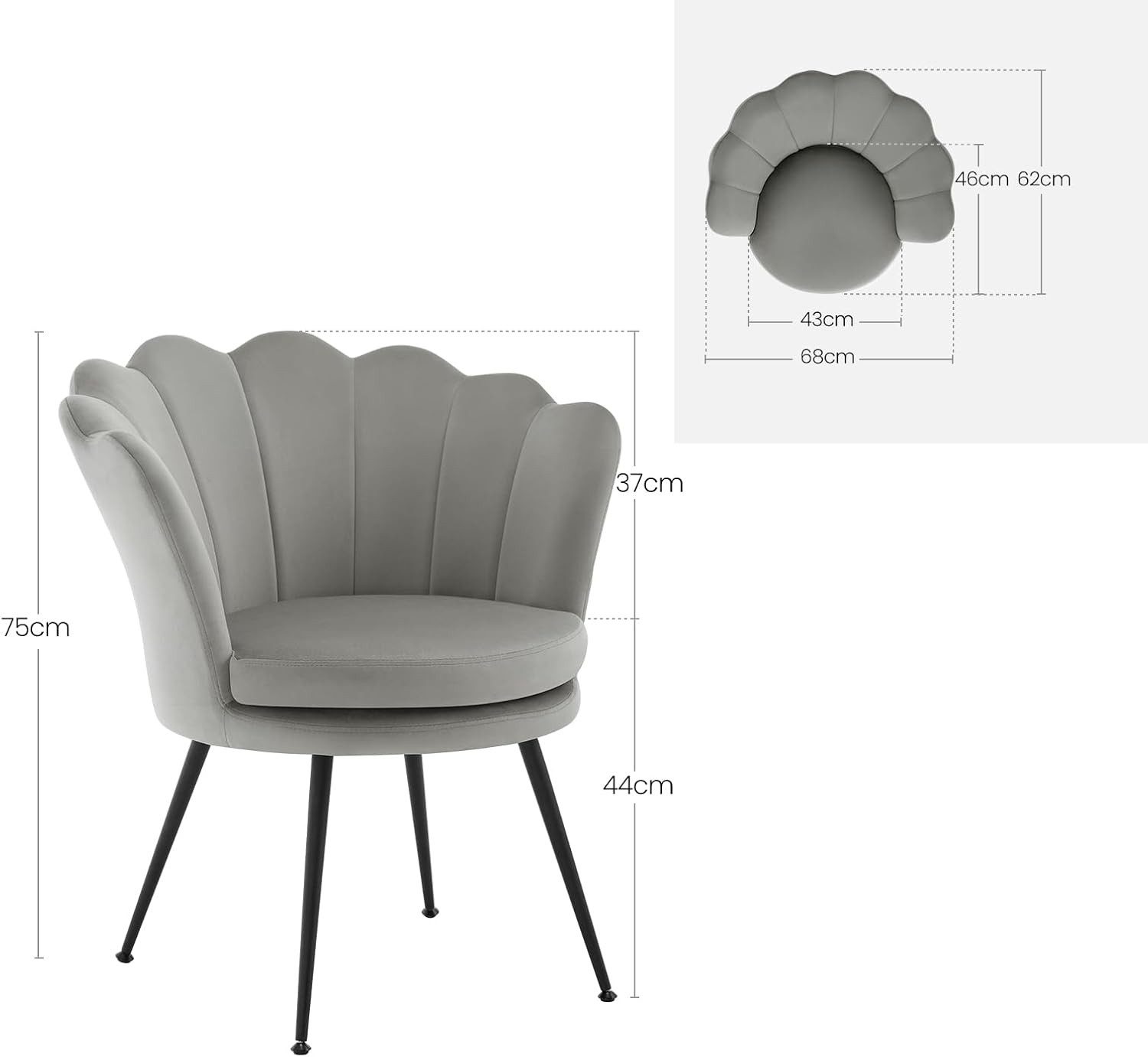 Woltu Relaxsessel, Sessel Wohnzimmer in Blumenform, mit Samtbezug Metallbeinen