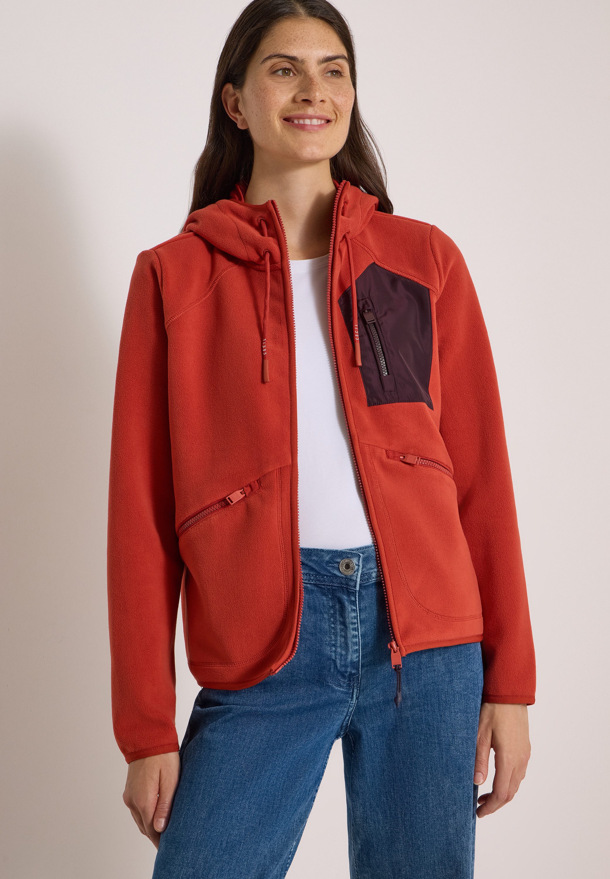 CECIL Fleecejacke in Unifarbe