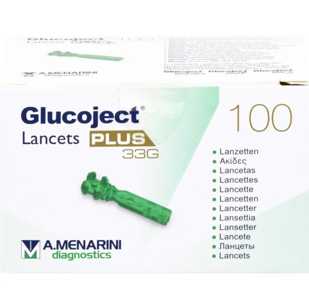 DocMed Lanzetten Glucoject Lancets Plus, 33G, Stechhilfe Lanzetten, Für präzise, schmerzfreie Blutzuckermessungen, 100 tlg., Extra dünne Nadel, Steril verpackt