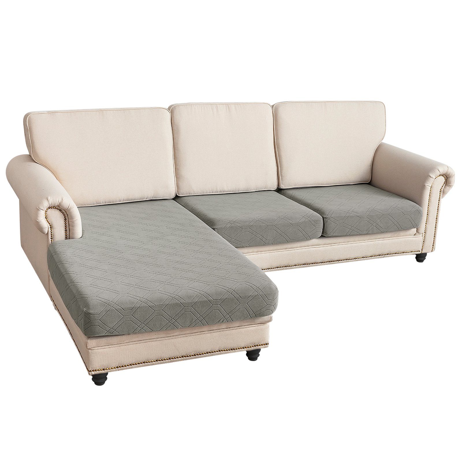 Sunicol Sofabezug L Form, Jacquard Ecksofa Sitzkissenbezug, Stretch Couch S günstig online kaufen