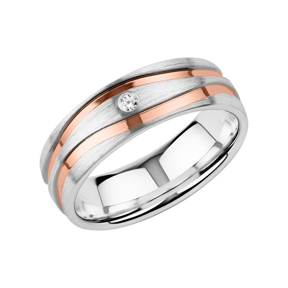 Vivo Silberring Damenring von Unique aus Sterlingsilber, rosé mit Zirkonia