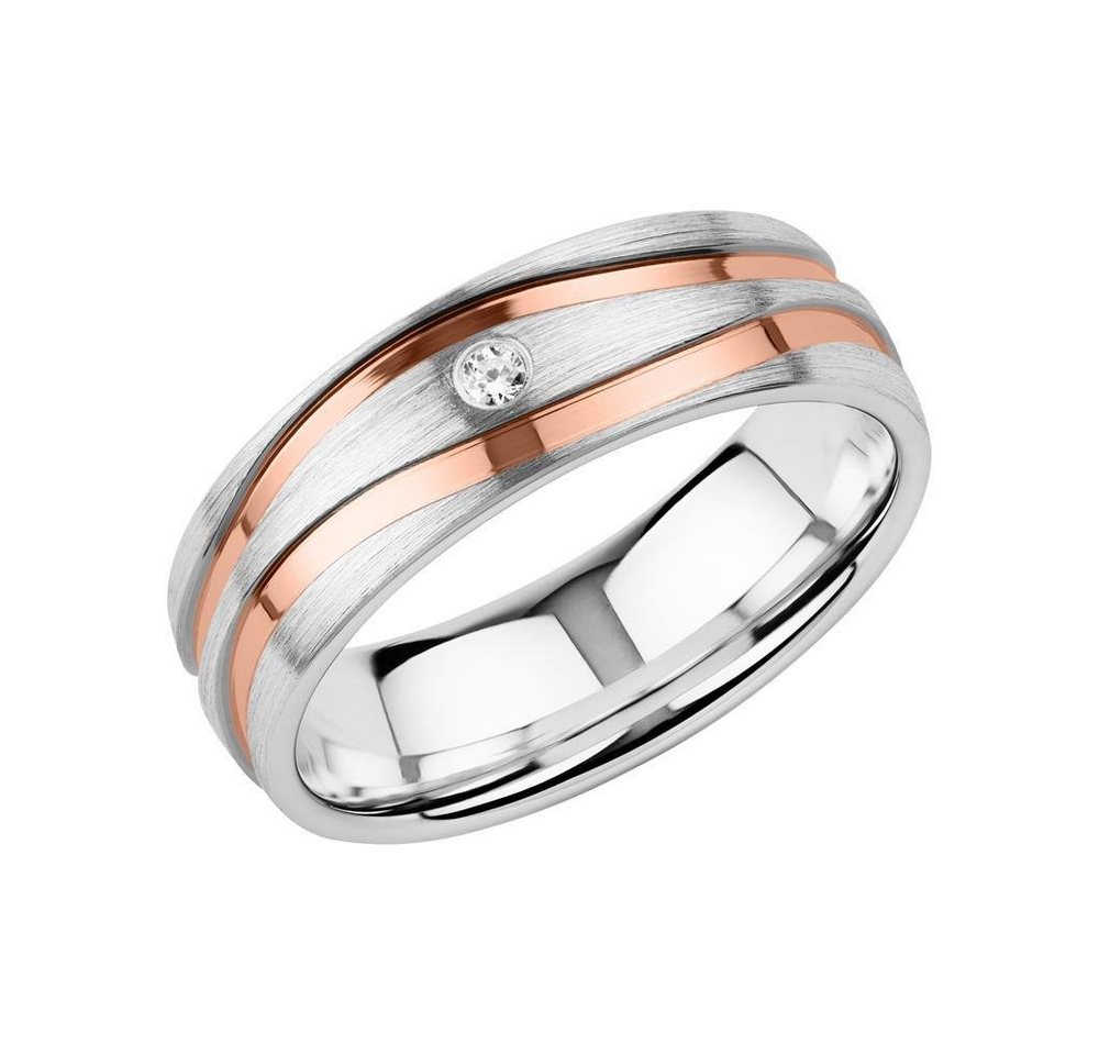 Vivo Silberring Bicolor im Wellendesign und Zirkonia R8596cz