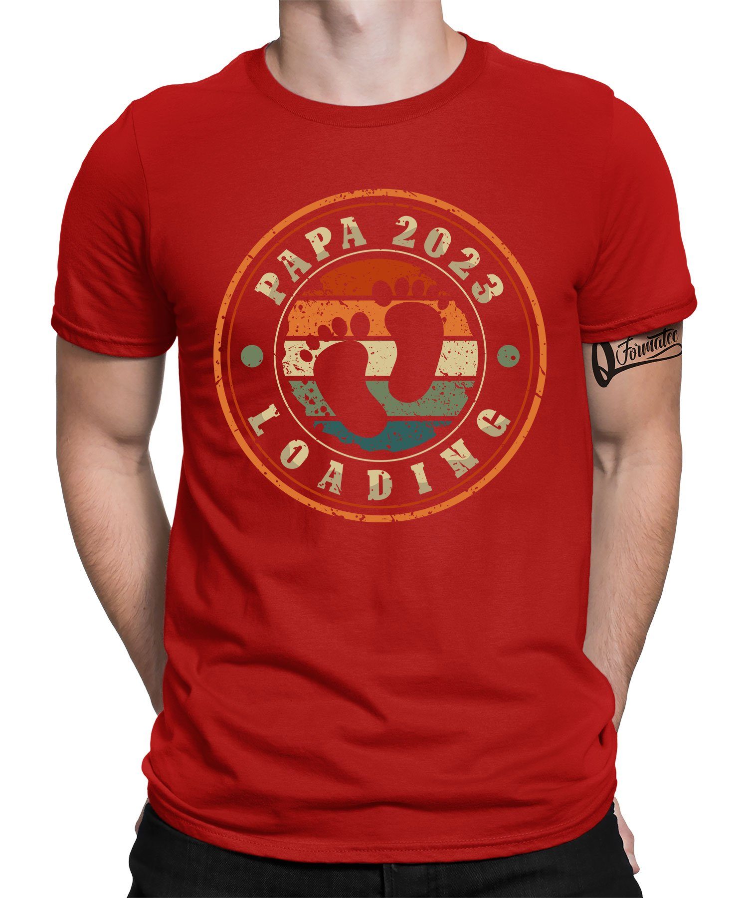 Loading Herren T-Shirt Formatee - (1-tlg) Papa Rot Kurzarmshirt 2023 Vatertag Vater Quattro