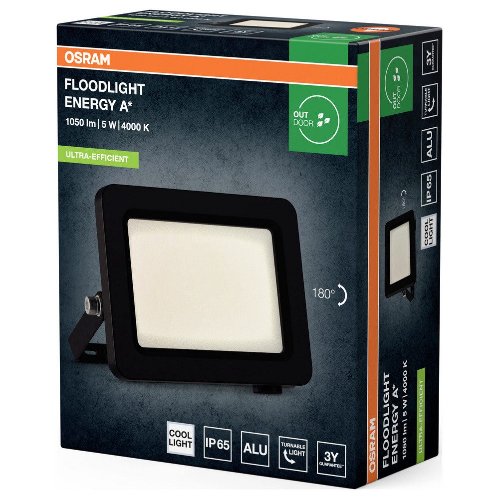 Osram LED Flutlichtstrahler OSRAM HOMELIGHTING Floodlight EA 5W 840 Dark Grey 4099854429552 Außens