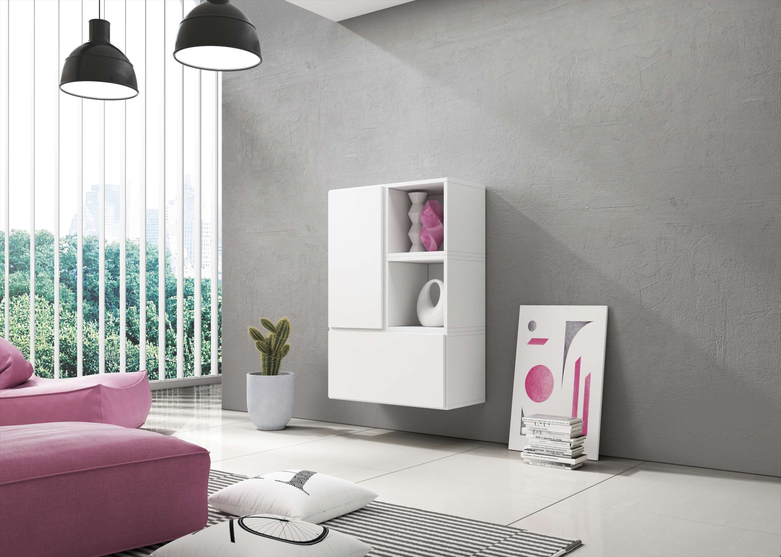Stylefy Wohnwand Cono XVII, (Set und Design (4-St), mit Push-to-Open, 2xHängeschrank, Wohnzimmer-Set), bestehend Wohnmöbel, Weiß Matt Modern aus 2xWandregal