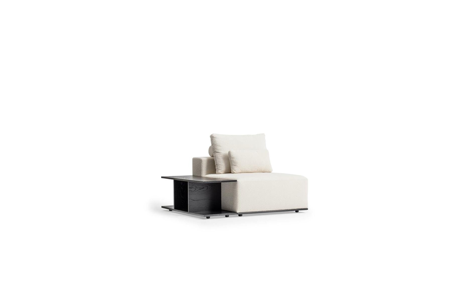 in Teile, Fünfsitzer 4 Big-Sofa Textil Design, Weißer Made Couch Moderne JVmoebel Wohnzimmer Europe