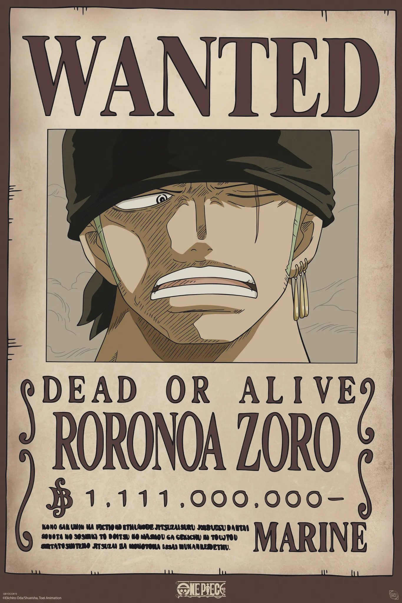 Poster One Piece - Poster - Wanted Zoro günstig online kaufen