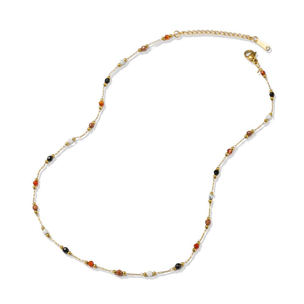 Firetti Collier Schmuck Geschenk Edelstahl Halsschmuck Halskette Edelstein, Made in Germany - mit Achat