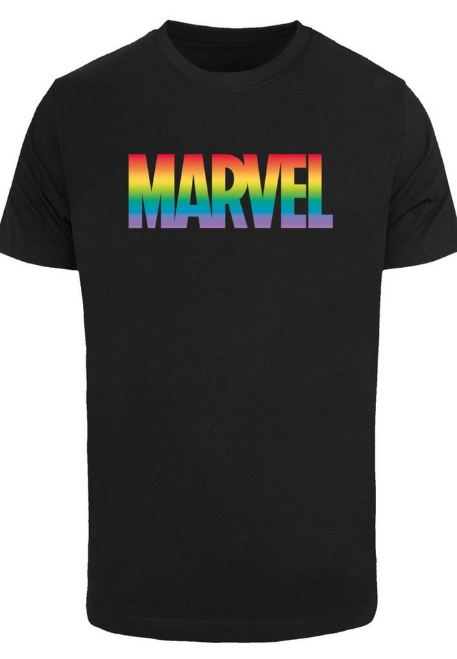 T-Shirt Doppelnähte Marvel Pride am Rippbündchen Premium und Hals F4NT4STIC am Saum Qualität,