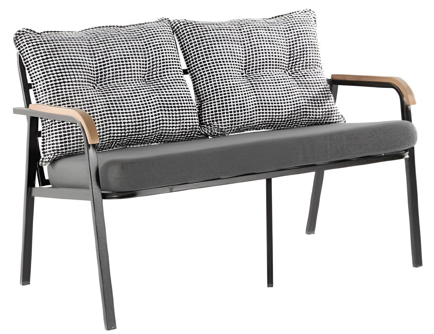 JVmoebel Sitzgruppe Terrassen-Set 2-Sitzer-Sofa Sessel Tisch Grau Farbe Moderner Stil Neu, (3-tlg)