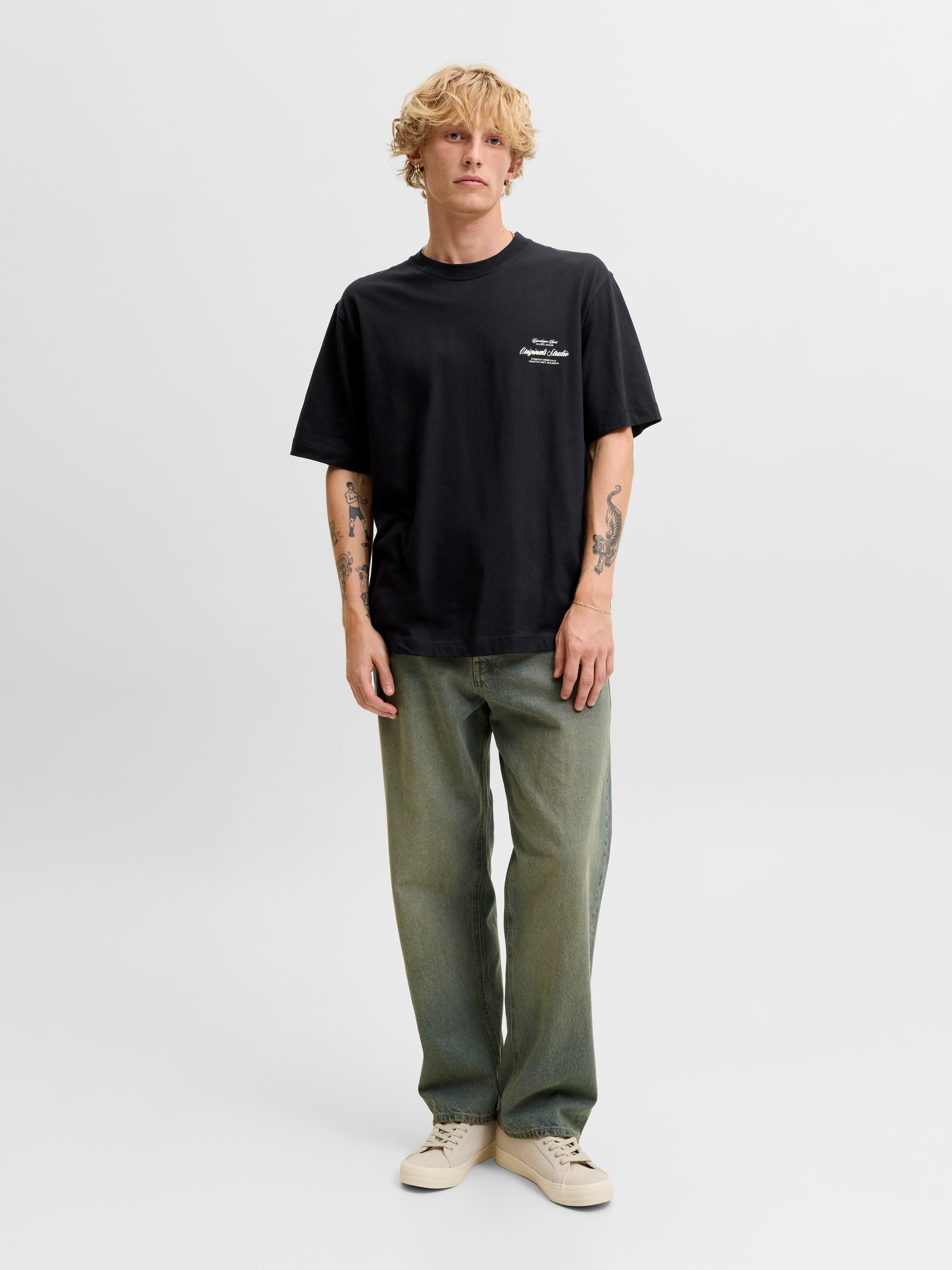 Jack & Jones Rundhalsshirt JORNORREBRO TYPO TEE SS CREW NECK NOOS Baumwolle, relaxed fit – Bild 4 von 5