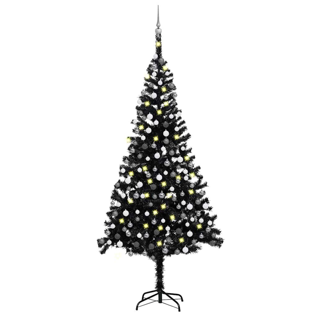 vidaXL Weihnachtsfigur Künstlicher Weihnachtsbaum Beleuchtung & Kugeln Schwarz 240 cm (1 St)