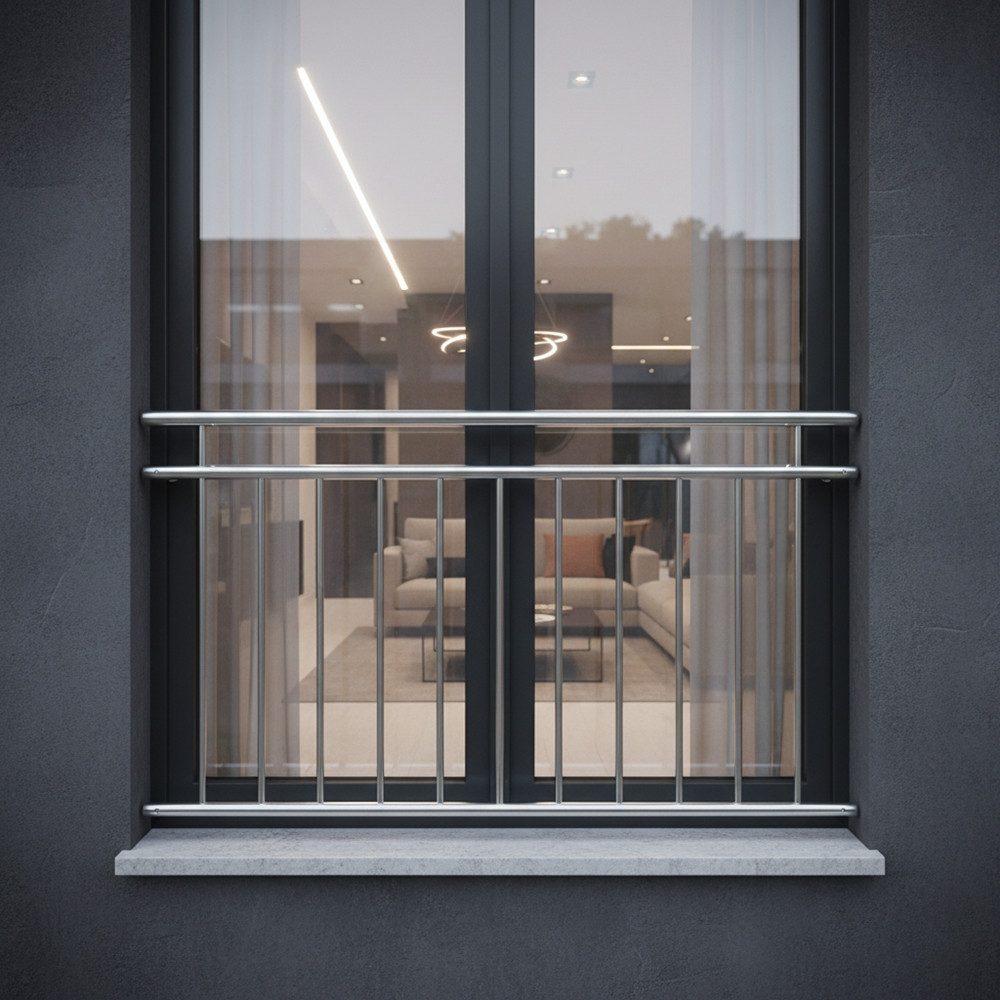 Melko Brüstungsgeländer Geländer Treppengeländer Balkongitter Balkongeländer aus V2A Edelstahl, 100 cm Länge, 90 cm Höhe, Stück, V2A Edelstahl