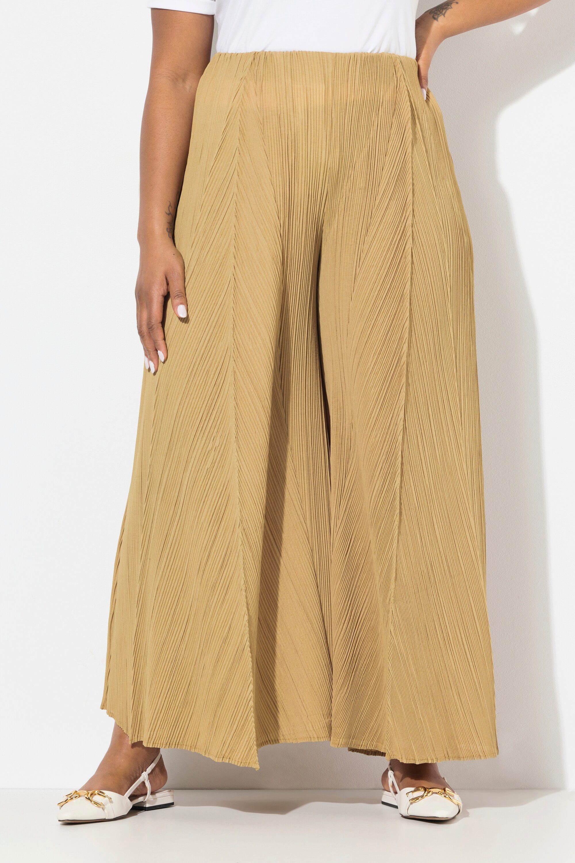 Ulla Popken Schlupfhose Plissee-Hose Biesen weites Bein Elastikbund günstig online kaufen