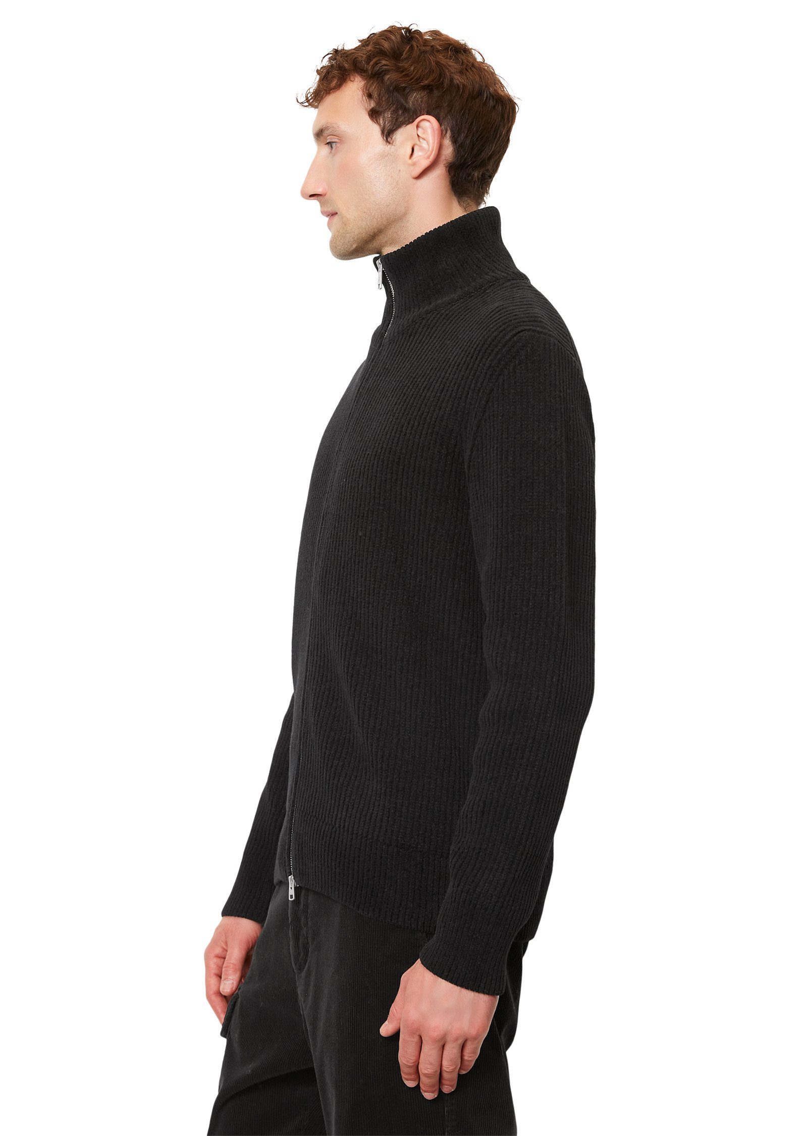 Marc O'Polo Organic aus Cotton-Chenille schwarz softem Cardigan