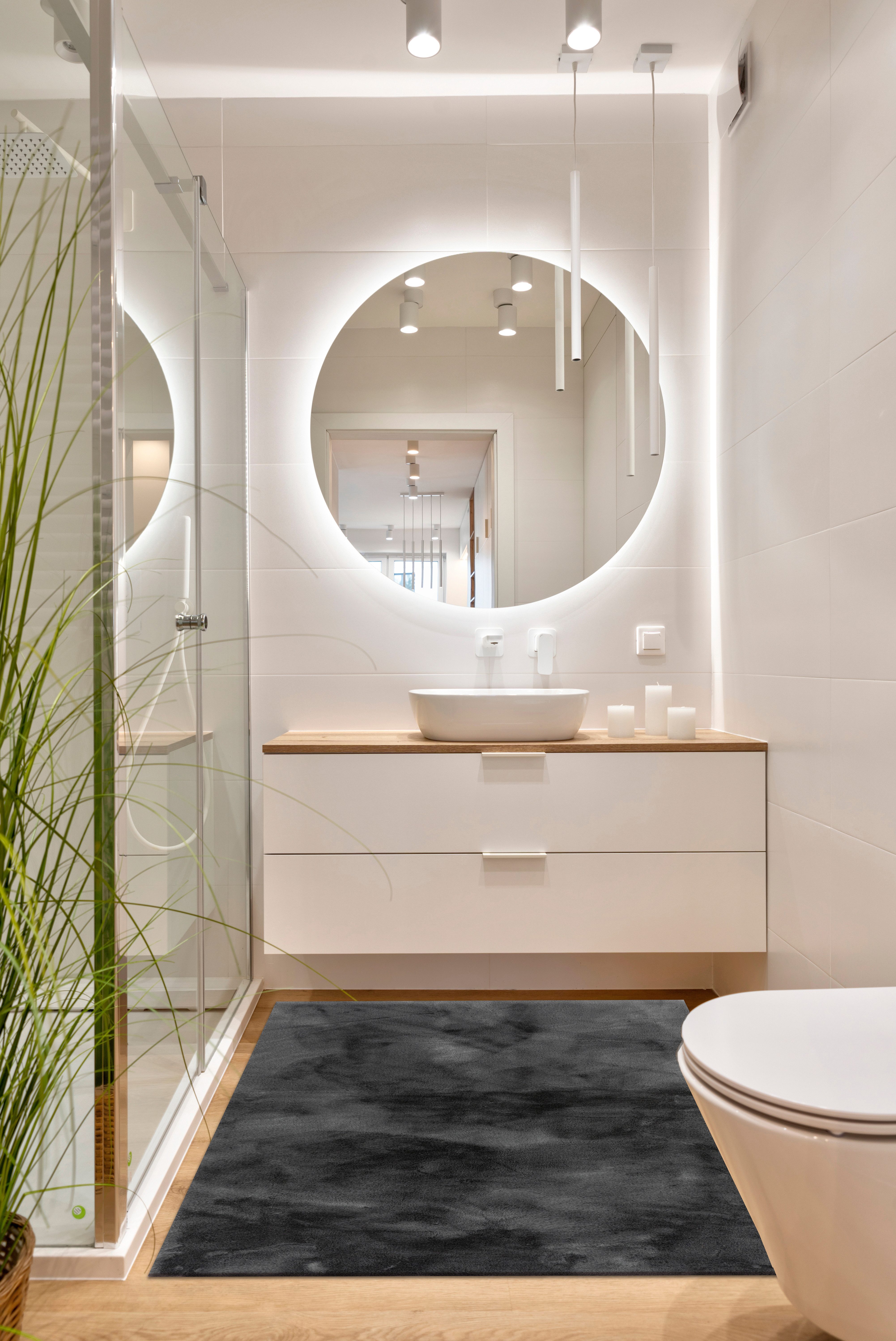 Gino Falcone Badematte Sara, Höhe 25 mm, rutschhemmend beschichtet, fußbodenheizungsgeeignet, Polyester, rechteckig, Badteppich, Fell-Optik, besonders weich, eckig & rund erhältlich