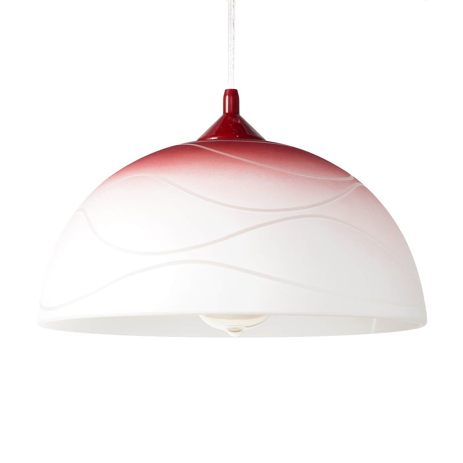 Licht-Erlebnisse Pendelleuchte ADANIA, ohne Leuchtmittel, Hängelampe Glas Rot rund 30 cm Retro Küche Esszimmer E27 Lampe