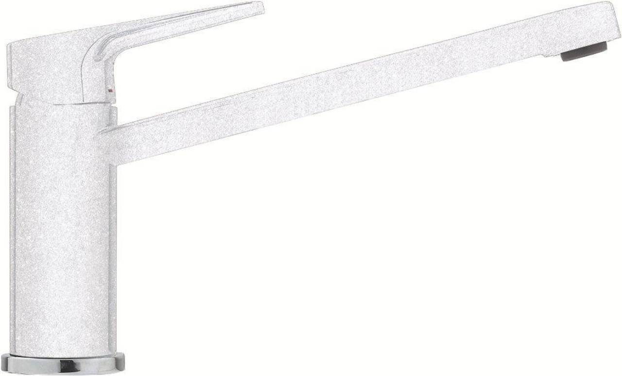 Eurodomo Küchenarmatur Aqua-Trend Granit Weiß (Komplett-Set, inkl. Anschlussschläuche und Befestigungsset) Festauslauf, Kartusche mit keramischen Scheiben