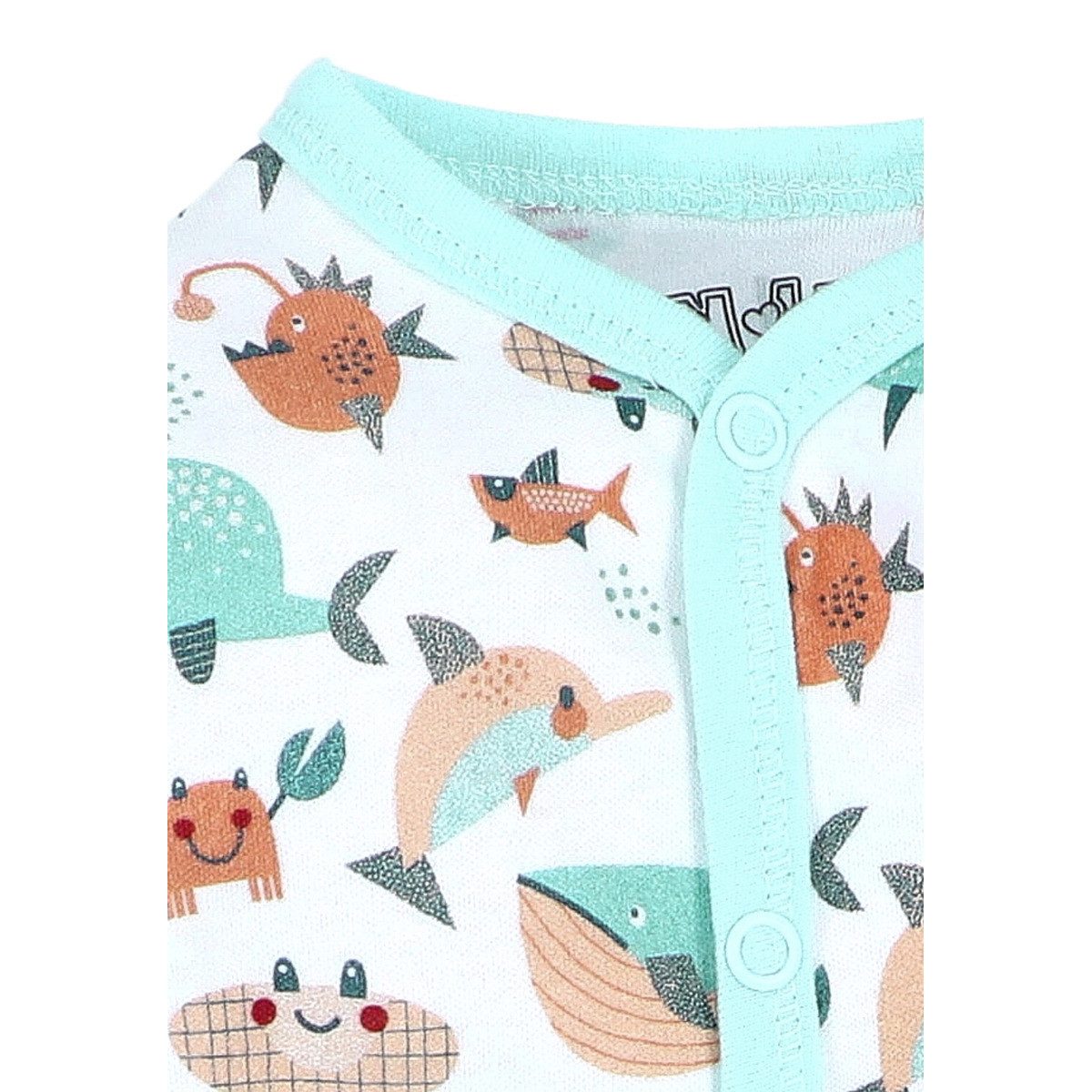 NINI Strampler Fische Unisex Kinder Einteiler, Overall, Babyanzug, Babyoverall, Babyanzug