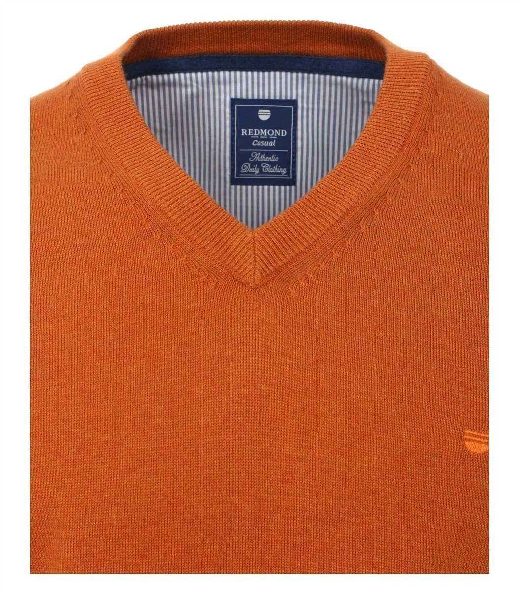 Redmond V-Ausschnitt-Pullover REDMOND Casual Herren Pullover Langarm V-Neck Comfort Orange