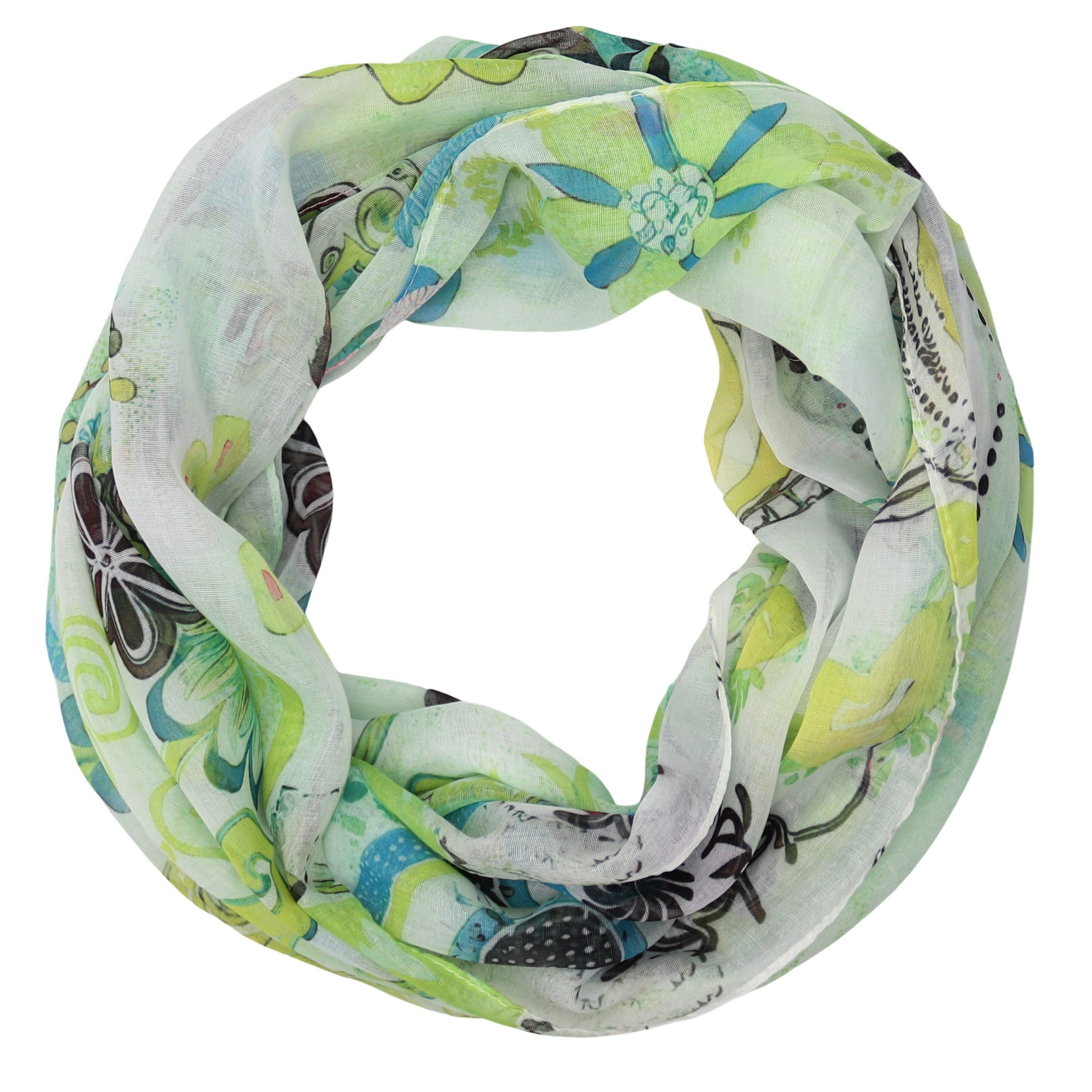 MIRROSI Loop Damen Schal mit Tollem Muster Weich aus 100% Viskose, Schlauchschal, (ca.160x48cm, zweimal um den Hals wickelbar), Damen Halstuch Stola ideal für Frühling,Sommer, Herbst
