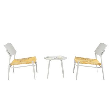Celya Gartenlounge-Set Gartenmöbel-Set 2-Sitzer,Kissen aus PE-Rattan-Stroh, Ein Couchtisch und zwei Stühle