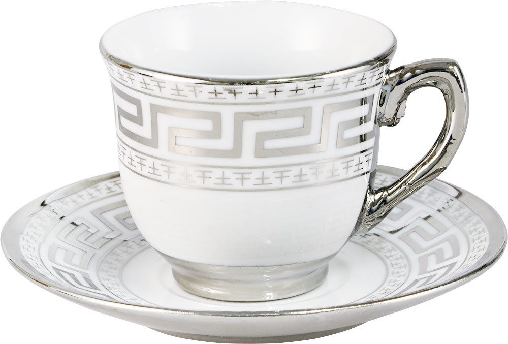 Cinar Kaffeeservice Porzellan Espressotassen Set Mokka Tassen für 6 Personen Metallständer, 6 Personen, 12 teiliges Espressotassenset für 6 Personen