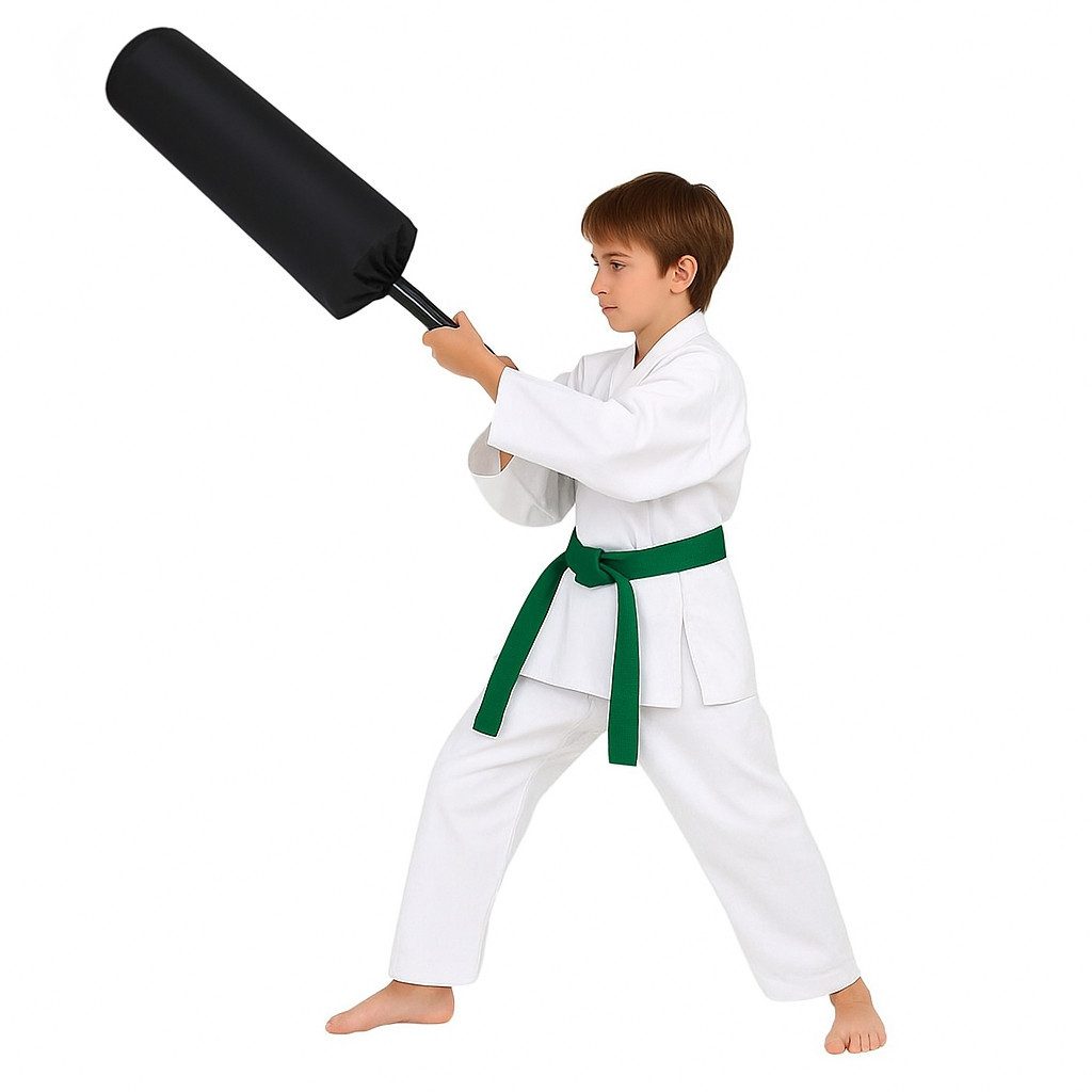 BAY-Sports Schlagpolster Blockierer Pads + Stiel Schaumstoffschläger Blocking Kissen Krav Maga, Rundes Schlagpolster mit Griff Abwehrtechniken üben