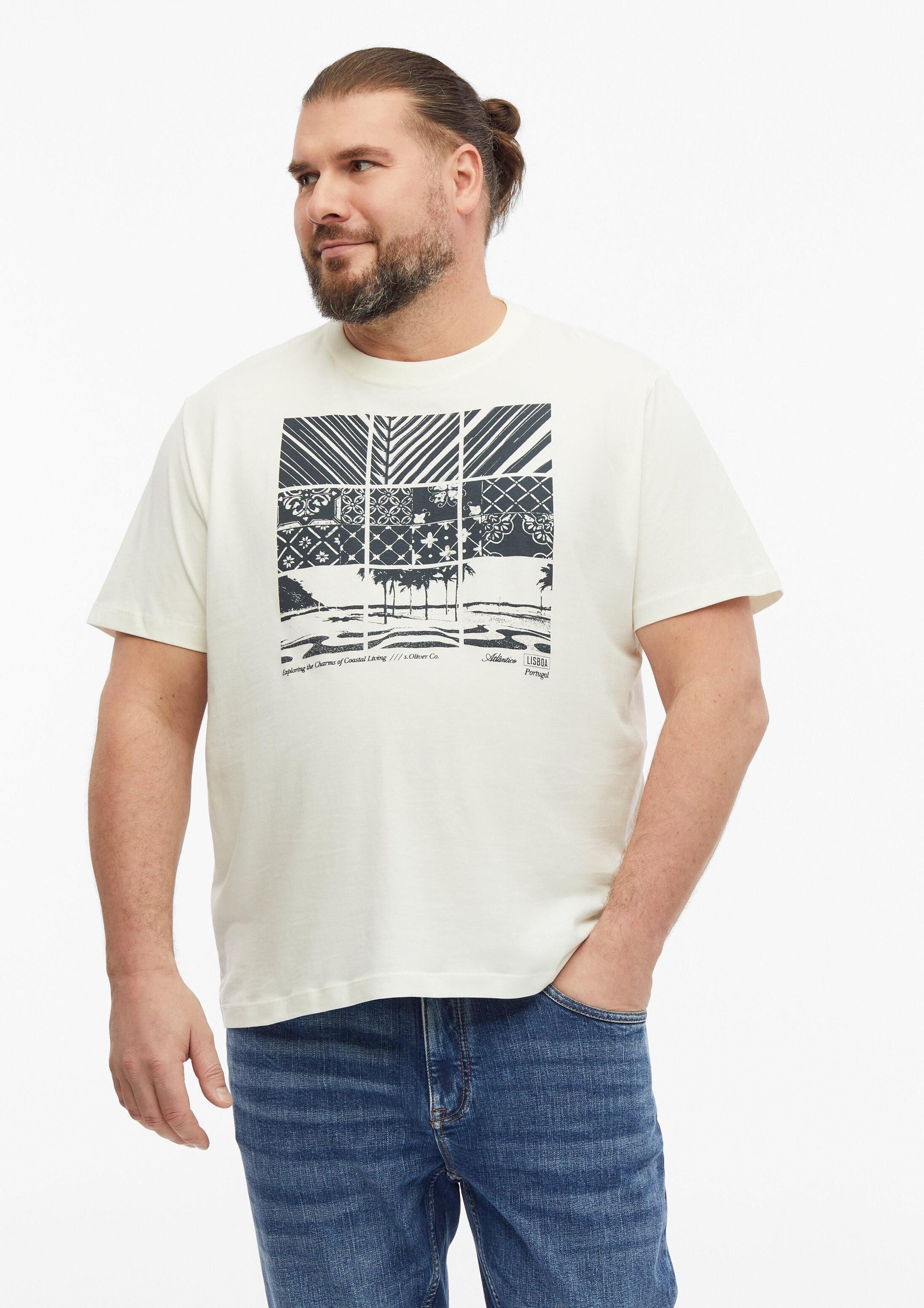 s.Oliver Kurzarmshirt T-Shirt Baumwoll-T-Shirt mit Frontprint