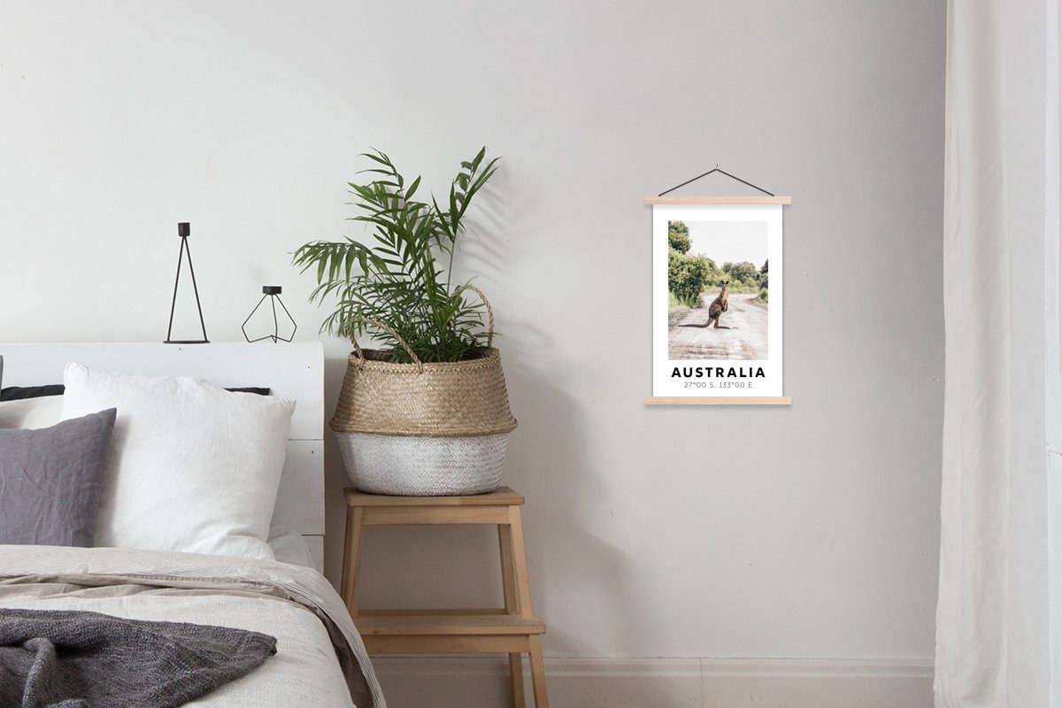 - Natur, Bilderleiste, für Wohnzimmer, (1 Känguru Poster Textilposter Australien MuchoWow St), - Magnetisch Posterleiste,