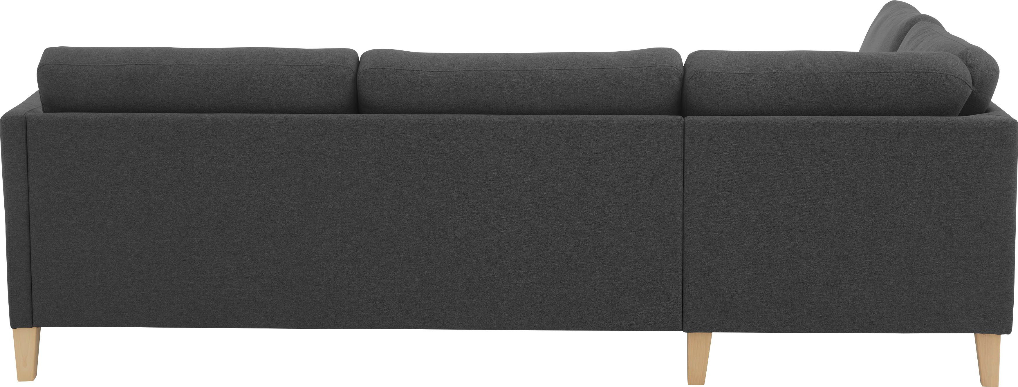 ATLANTIC home collection Ecksofa Mailo L-Form, mit Seitentaschen und Ottomane, mit Massivholzfüßen